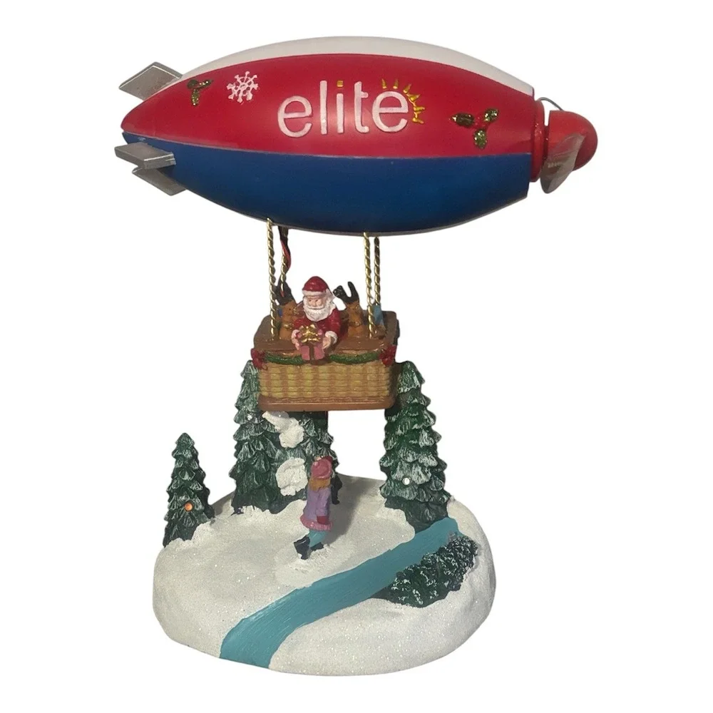 Vtg Elite Holiday Santa Blimp Animated Christmas Village LED Lighted Propeller